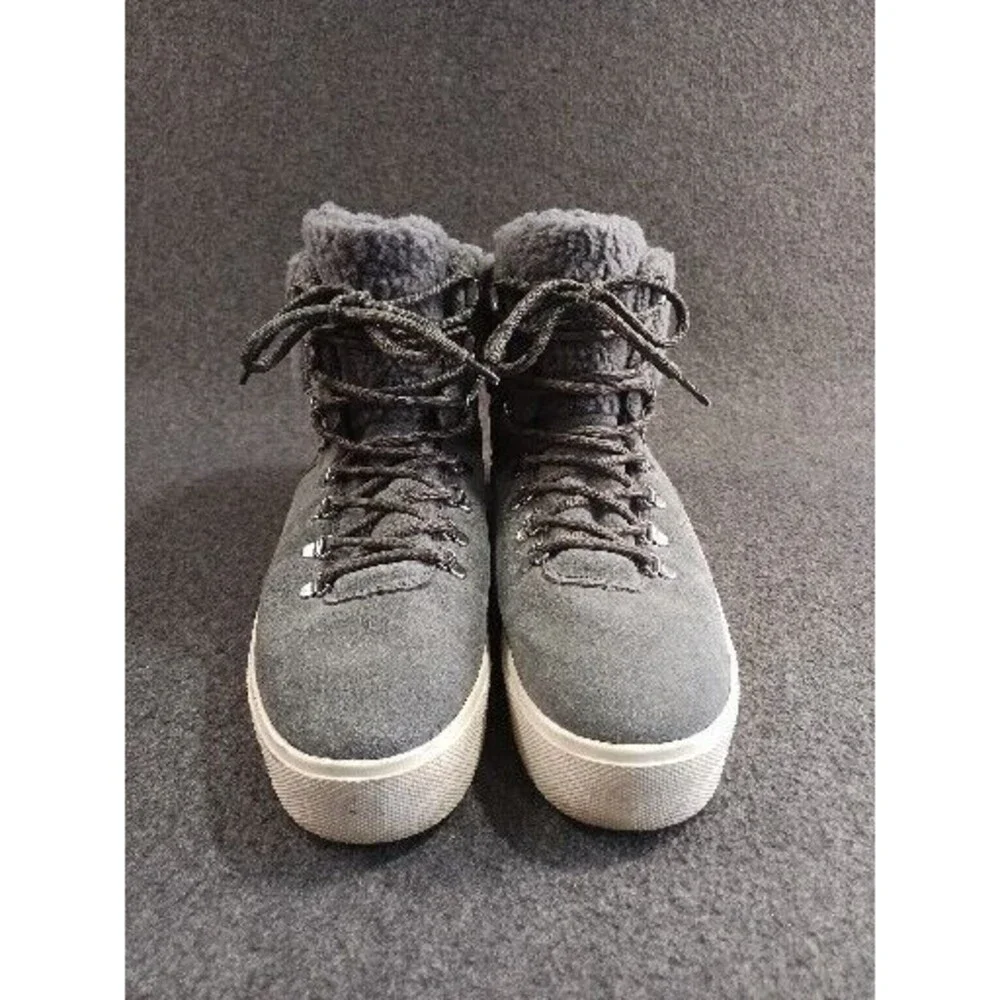 Marc Fisher Platform Sneaker Boots Women 10M Shearling Ankle Leather Lace Up